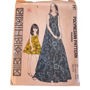 Polynesian Pattern 197 Sewing Pattern Women Large Vintage 60s/70s Makamae Dress